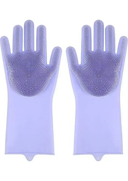 Silicone Pet Grooming Gloves - Easy Bathing, Hair Removal Cleaning For Dogs Cats - Multi-Functional Shampoo Tool Color:purple (Yurt Dışından)