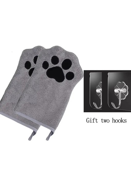 Hızlı Kuruyan Köpek Banyo Eldivenleri Evcil Hayvan Bakım Eldivenleri Çok Renkli Yumuşak Emilici Patili Baskı Köpekler Kediler Için, Banyo Kurulama Ihtiyaçları Renk:gri 2 Adet (Yurt Dışından)