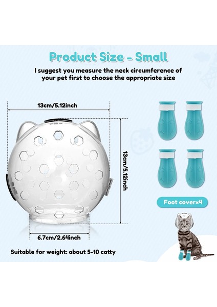 1set Kedi Namlu Kedi Şeffaf Namlu Nefes Alabilen Kedi Başlık Ayarlanabilir Yavru Kedi Astronot Kask Kedileri Önlemek Çiğneme (Yurt Dışından)