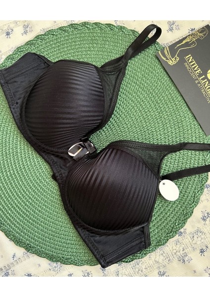 Evelyn Parlak Saten Çizgi Detaylı C Cup Balenli Desteksiz Önü Tül Detaylı Şık Sütyen (Intimmy Love) fiyatları