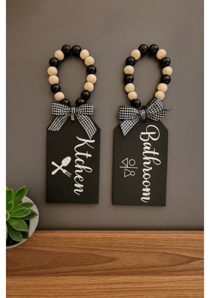 2'li Dekoratif Boncuklu Kapı Kolu Aksesuarı Seti Kapı Duvar Süsü (Mutfak-Banyo)