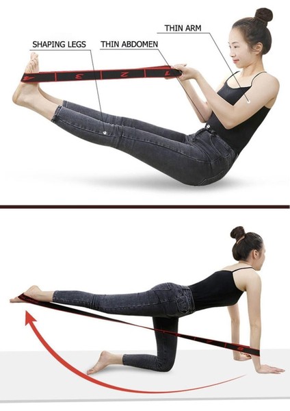 8 Seviyeli Renkli Direnç Bandı Spor ve Yoga Lastiği, Pilates ve Egzersiz Için