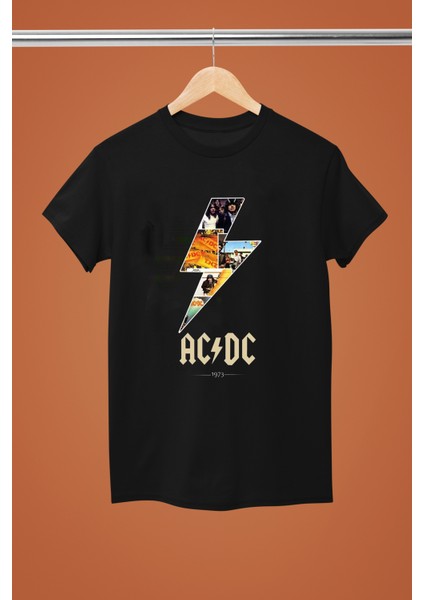 Ac/dc Baskılı Pamuklu Kısa Kollu Regular Kalıp Rock Tshırt