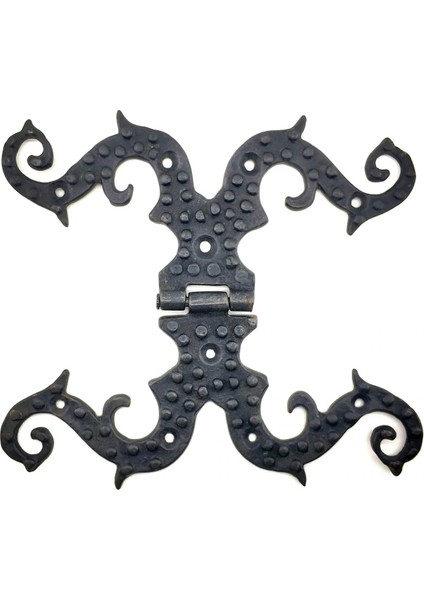 Antika Tarz Dekoratif Pirinç Süslü Menteşe - 190X170 Mm, Oksit