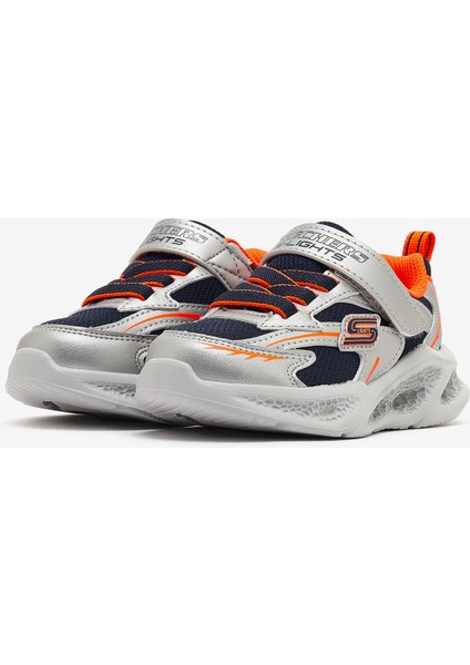 Skechers Meteor-Lights Küçük Erkek Çocuk Gümüş-Turuncu Işıklı Spor Ayakkabı 401497N Slor modelleri