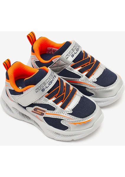 Skechers Meteor-Lights Küçük Erkek Çocuk Gümüş-Turuncu Işıklı Spor Ayakkabı 401497N Slor indirimleri
