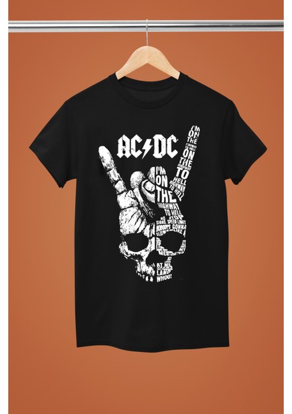 Ac/dc Baskılı Pamuklu Kısa Kollu Regular Kalıp Rock Tshırt