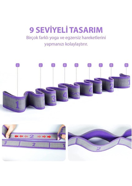 9 Seviyeli Çok Renkli Direnç Bantları Spor ve Yoga Egzersizleri Için fiyatları