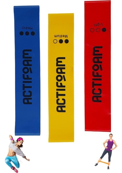 Kırmızı 3'lü Latex Aerobik Direnç Bandı, Squat Çalışma Lastiği