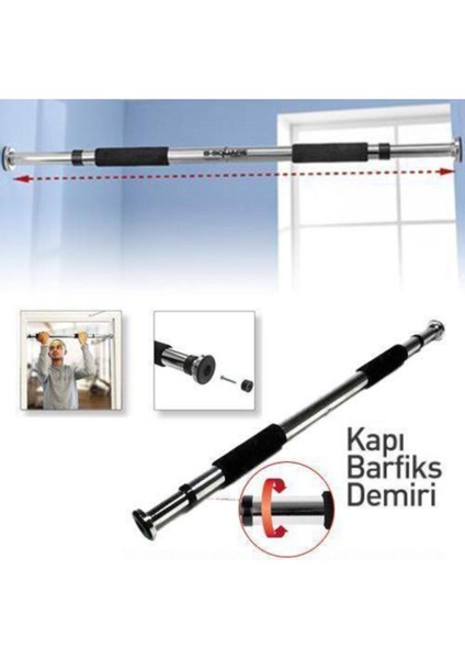 Gri Çelik Kapı Barfiks Çubuğu – Evde ve Spor Salonu Kullanımı Için Taşınabilir Alet