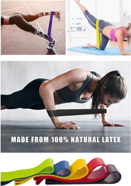 5'li Farklı Dirençte Renkli Aerobik ve Pilates Lastikleri, Spor Için Uygun fiyatları