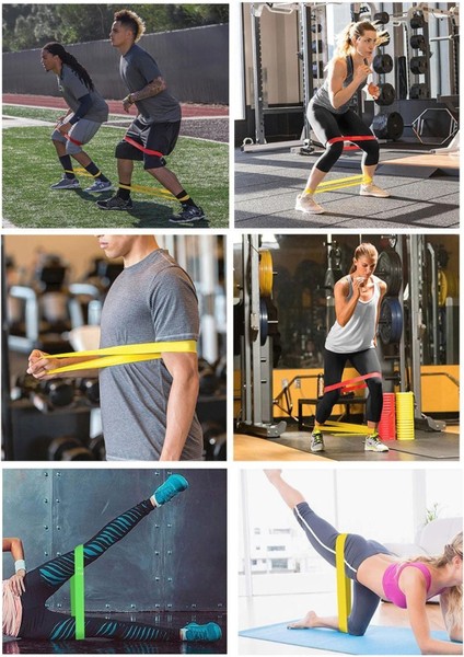 5'li Farklı Dirençte Renkli Aerobik ve Pilates Lastikleri, Spor Için Uygun modelleri