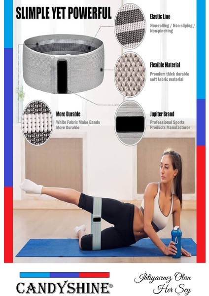 Yüksek Dirençli Egzersiz Bandı, Gri Renk, 18-22 kg Güç, Dayanıklı ve Çok Yönlü Kullanım fiyatları