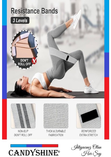 Yüksek Dirençli Egzersiz Bandı, Gri Renk, 18-22 kg Güç, Dayanıklı ve Çok Yönlü Kullanım indirimleri