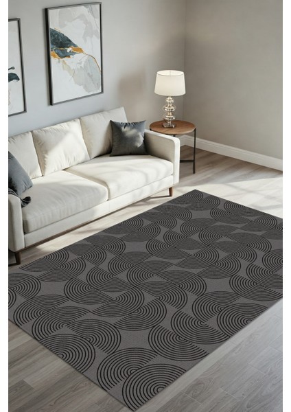 Yarım Daire Geometrik Desenli Hali Dekoratif Halı Oturma Odası Halısı