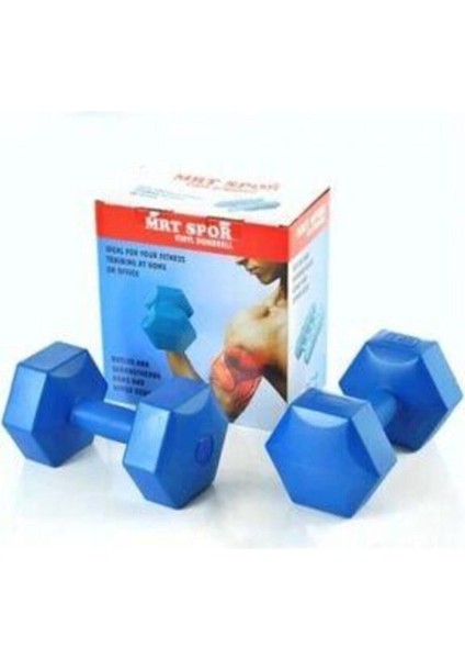 3 kg x 2 Adet Mavi Pvc Kaplama Dambıl Seti, Sağlam ve Şık Spor Ağırlık.