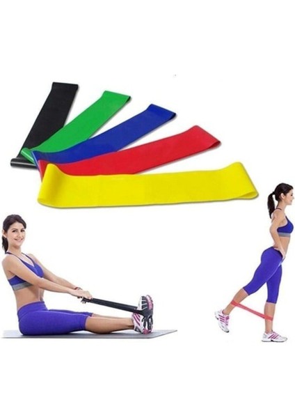 5'li Renkli Lateks Direnç Bandı Seti, Pilates, Yoga, Squat Egzersizleri Için modelleri