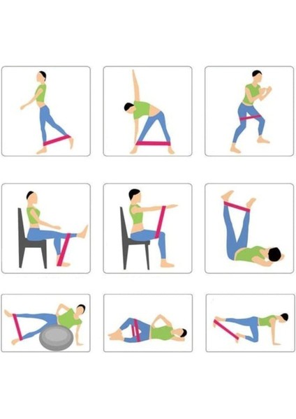 5'li Renkli Lateks Direnç Bandı Seti, Pilates, Yoga, Squat Egzersizleri Için indirimleri