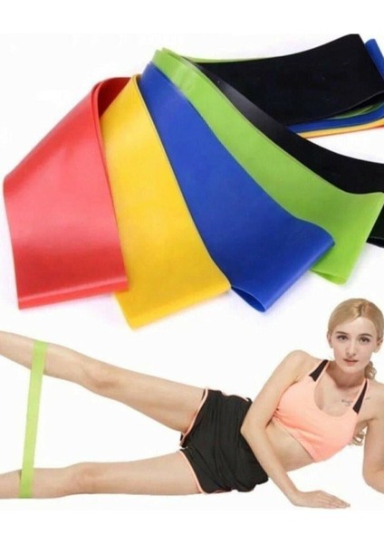 Pembe 5'li Dirençli Egzersiz Lastikleri, Pilates ve Fitness Çalışmaları Için