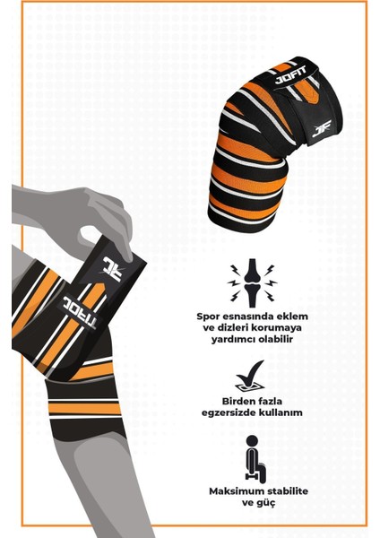 Iki Adet Diz Sarmaşığı, Siyah-Turuncu, Destekleyici ve Rahat Kullanım fırsatları