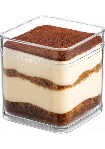 Kare Şeffaf Tatlı ve Sunum Kabı – 250 ml - 6 Adet