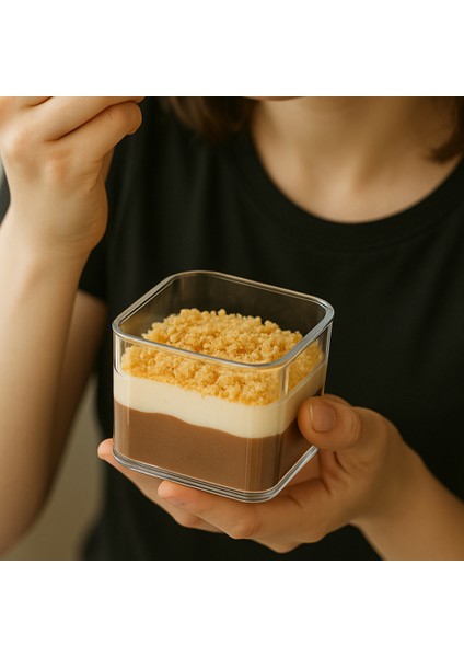 Kare Şeffaf Tatlı ve Sunum Kabı – 250 ml - 6 Adet fiyatları