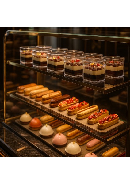 Kare Şeffaf Tatlı ve Sunum Kabı – 250 ml - 6 Adet modelleri