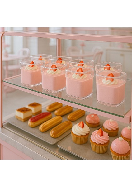 Kare Şeffaf Tatlı ve Sunum Kabı – 250 ml - 6 Adet fırsatları