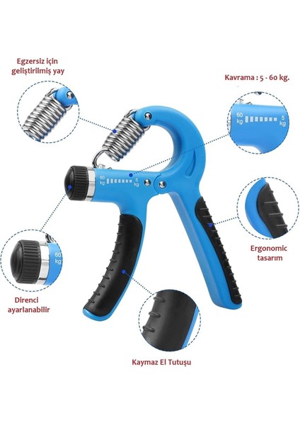 Ayarlanabilir El Kavrama Güçlendirme Aleti, 5-60KG, Önkol ve Parmak Egzersizi fiyatları