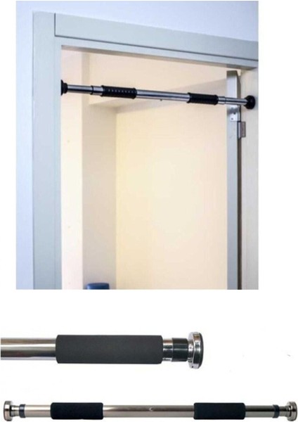 Ayarlanabilir Kapı Barfiks Çubuğu, 65-100 Cm, Siyah, Dayanıklı ve Kullanışlı