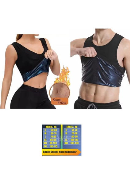 Unisex Termal Sauna Atlet, Iç Dış Egzersiz, Vücut Şekillendirme, 2xl Siyah