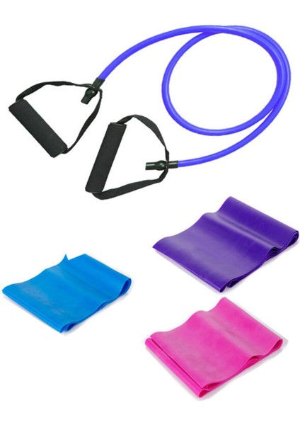 Mor Orta Direnç Pilates Lastiği 3'lü Set, Sağlıklı Egzersiz Için Uygun