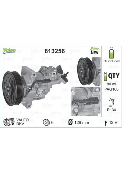 813256 Klima Kompresoru Logan Sandero Lodgy Duster Fluence 1.5 Dci K9k 08 (WA236768B)