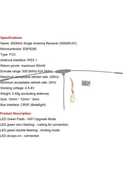 500MHZ Alıcı 500.5MHZ-524.9MHZ T Tipi Anten ESP8285 50MW Telemetri Gücü Rc Fpv Yarış Drone'u Için (Yurt Dışından) indirimleri