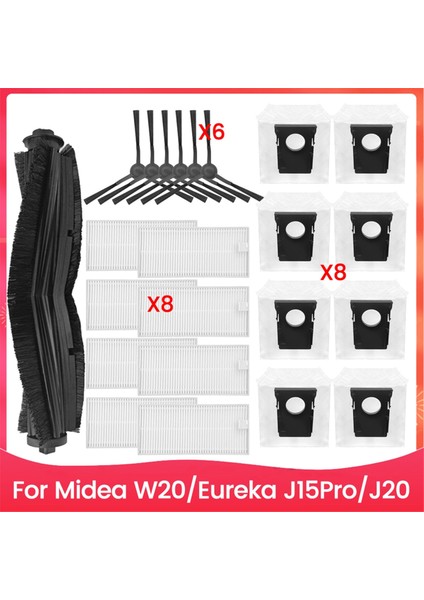 Midea W20 Için 23 Adet Fırça ve Filtre Toz Torbası Seti Eureka J15PRO J20 Elektrikli Süpürge Aksesuarları Yedek Parçaları (Yurt Dışından)