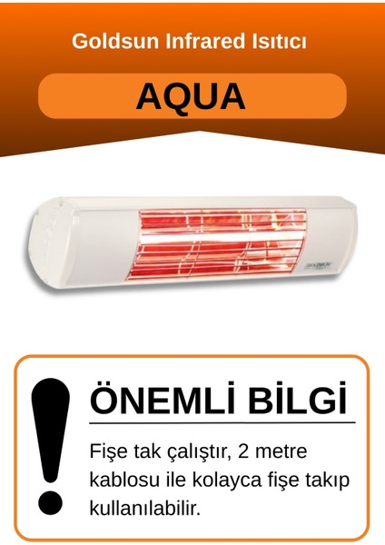 Aqua 2000 Watt GSA20 Kumandasız Suya Dayanıklı Elektrikli Infrared Isıtıcı-Beyaz fiyatları