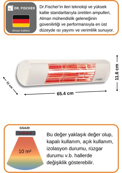 Aqua 2000 Watt GSA20 Kumandasız Suya Dayanıklı Elektrikli Infrared Isıtıcı-Beyaz fırsatları