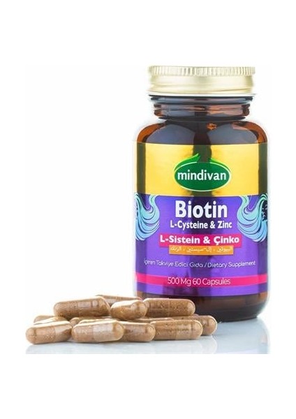 Biotin Kapsül Biyotin L-Sistein & Çinko 500 mg x 60'lı
