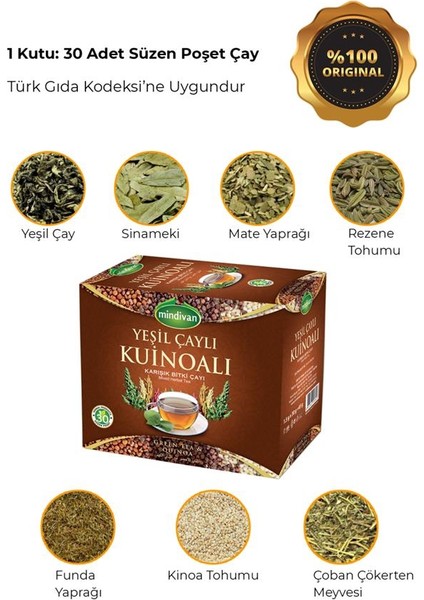 Yeşil Çaylı Kuinoalı Karışık Bitki Çayı 30 Poşet modelleri