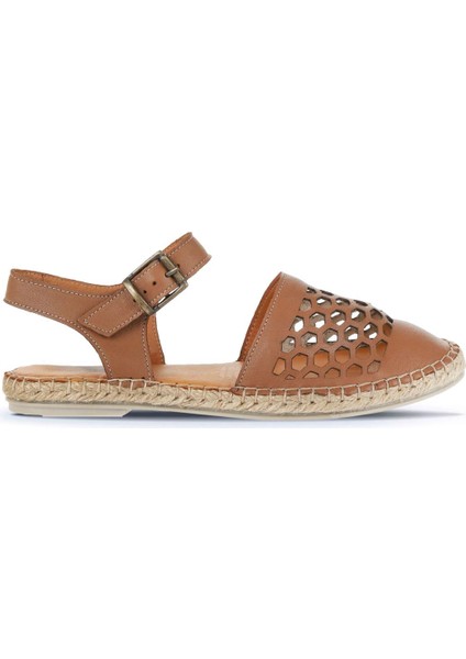 Kahverengi Deri Kadın Espadril Sandalet 01WL0453 01WL0453