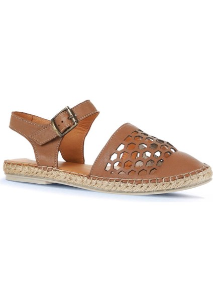 Kahverengi Deri Kadın Espadril Sandalet 01WL0453 01WL0453 fiyatları