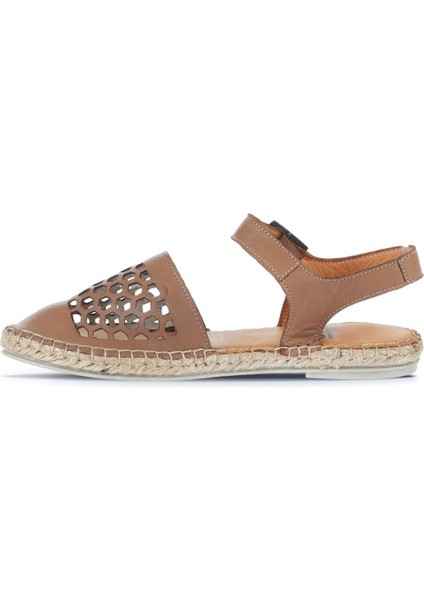 Kahverengi Deri Kadın Espadril Sandalet 01WL0453 01WL0453 modelleri