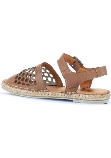 Kahverengi Deri Kadın Espadril Sandalet 01WL0453 01WL0453 fırsatları