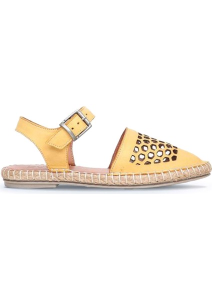Sarı Deri Kadın Espadril Sandalet 01WL0453 01WL0453