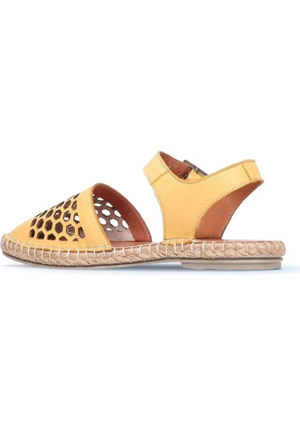 Sarı Deri Kadın Espadril Sandalet 01WL0453 01WL0453 fırsatları