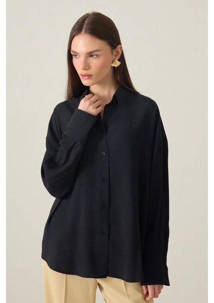 Siyah Rahat Kesim Uzun Kollu Gömlek fiyatları