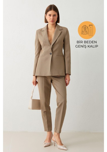 Vizon Ekose Desenli Tek Düğmeli Ceket Pantolonlu Takım