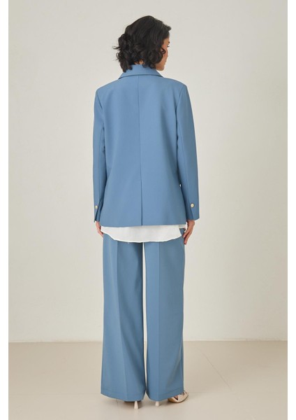 Mavi Bel Detaylı Dar Kalıp Pantolon fırsatları