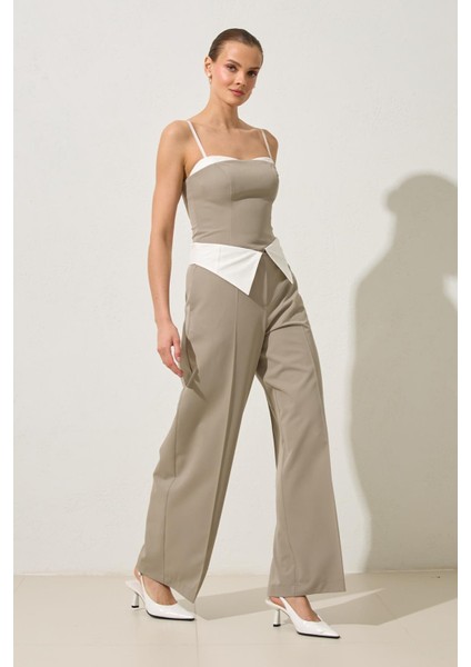 Olive Belden Detaylı Rahat Kesim Pantolon