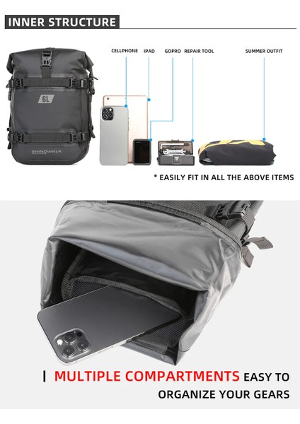 6l Su Geçirmez Crash Bar(Koruma Demiri) Çantası – Motosiklet & Atv Yan Çanta